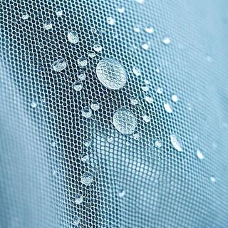 Close view of water-beading canopy fabric