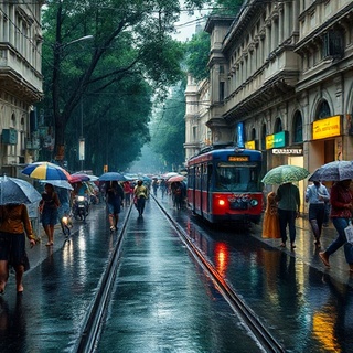 Kolkata streets under light drizzle