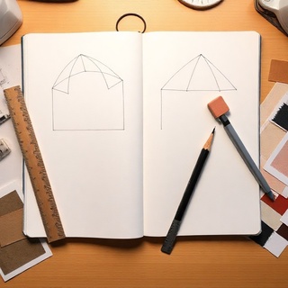 Sketches of umbrella frames and hinge geometry