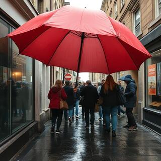 Large umbrella blocking half the footpath