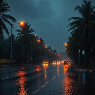 Evening downpour in Chennai near the beach road