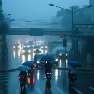 Morning drizzle over Mumbai junction